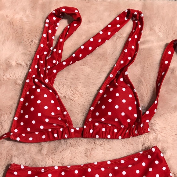 NWT RED WHITE POLKA DOT BIKINI VINTAGE STYLE SWIM - Picture 9 of 16